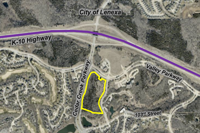 The Cedar Ridge mixed-use project in northwestern Olathe would sit near one of the primary entrances to the Cedar Creek community.