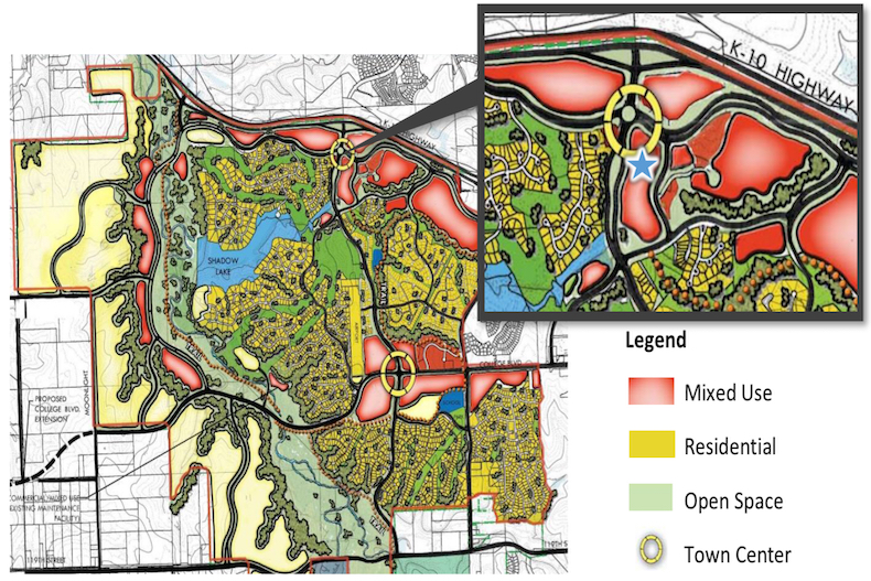 The Cedar Creek Area Plan, a codified map built from the original Cedar Creek Green Book, suggests this area at the corner of Valley Parkway and Cedar Creek Parkway could be one of two proposed Mixed-Use Town Centers.