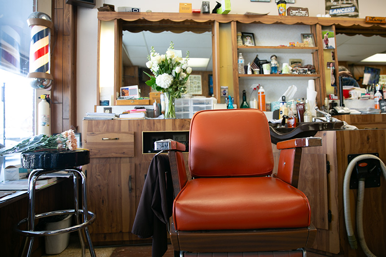 Windy Gifford's empty chair at Village Hairstyling