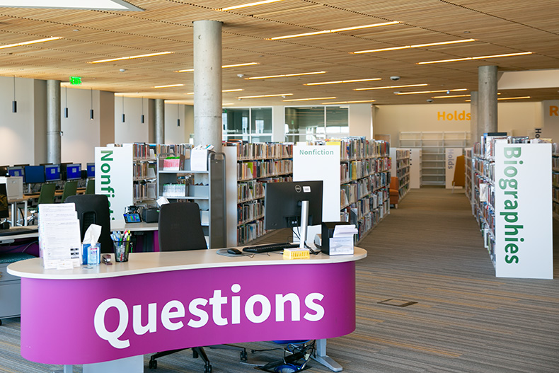 The help desk at Merriam Plaza Library.