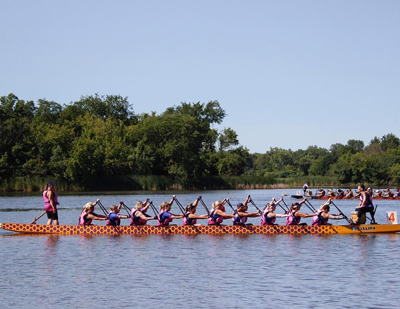 A dragon boat racing event in Chicago, similar to what organizers want at Shawnee Mission Lake.