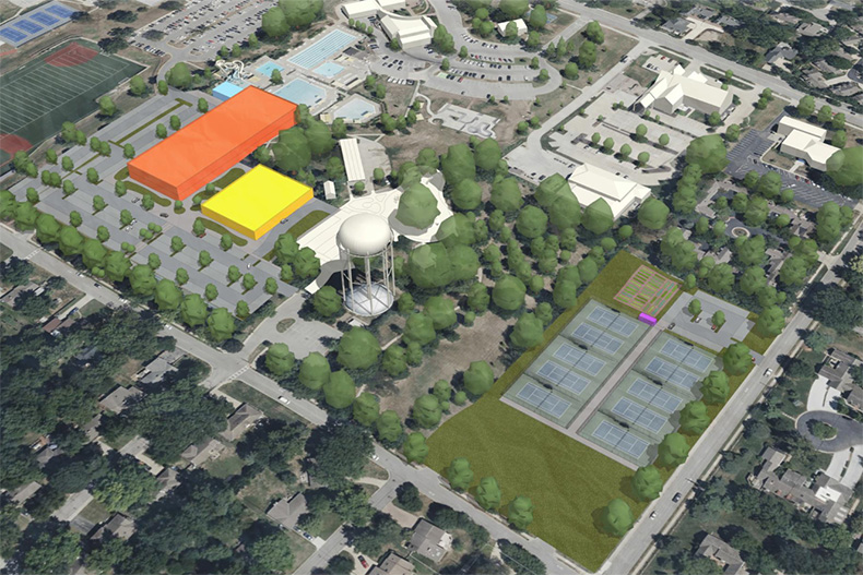 Prairie Village community center and library co-location option B, as presented to the city council in May 2024.