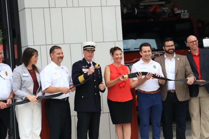 City and community leaders marked the opening of the rebuilt Firehouse No. 41 in Overland Park with an 