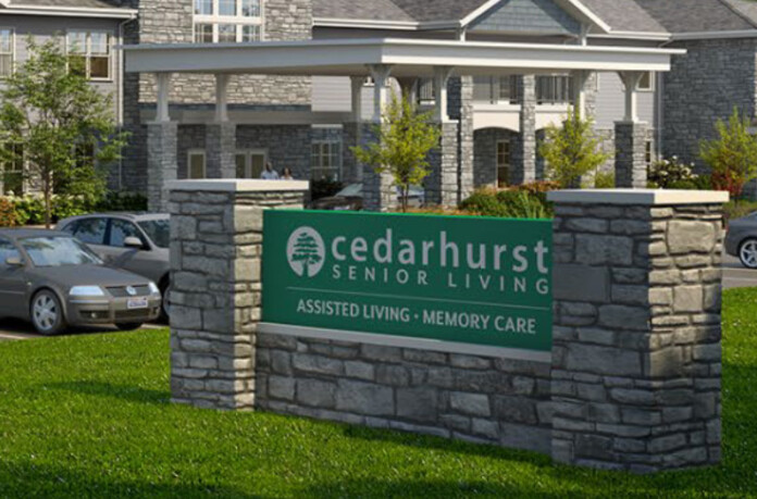 Cedarhurst sign for a new assisted living facility in Shawnee