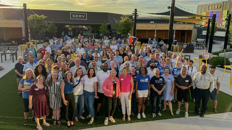 Johnson County Democrats gather for a filing deadline party.