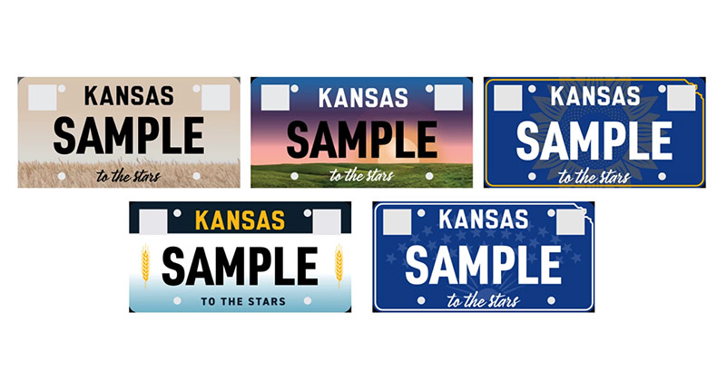 Kansans have 5 choices for state's new personalized license plate