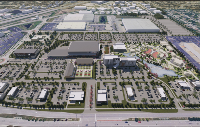 A conceptual rendering of the proposed development in a planned STAR bond district at the southwest corner of 119th and Renner in Olathe.