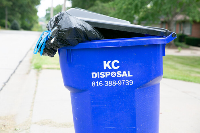 A full waste bin in Merriam