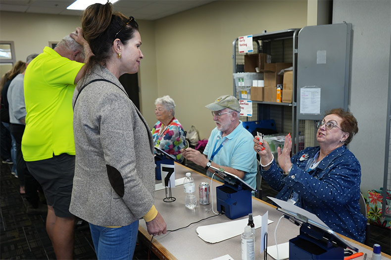 Early in-person voting at a polling site in Mission. Photo credit Margaret Mellott. 