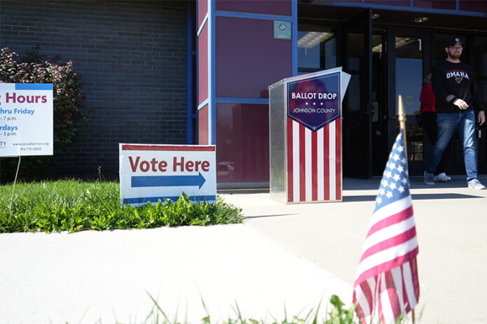 An advanced in-person voting site at the Johnson County offices in Mission. Photo credit Margaret Mellott.