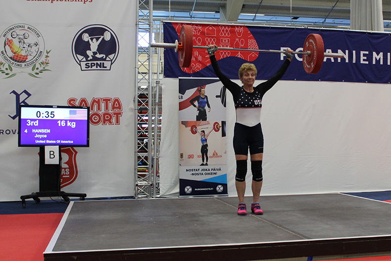 Joyce Hansen, who is officially a weightlifting world champion. 