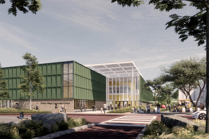 A conceptual rendering of the Prairie Village community center