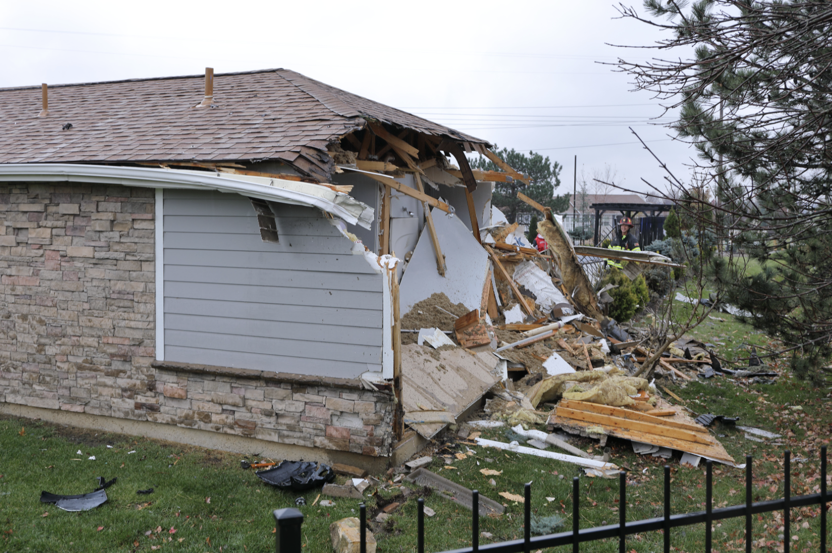 A damaged building at the Lenox West Apartments in Shawnee. Photo credit Mike Frizzell. 