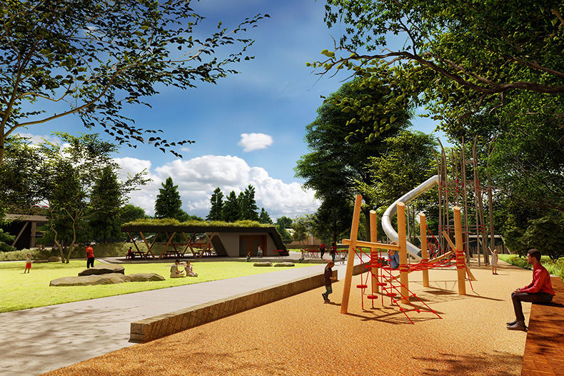 A rendering of a Westwood park 