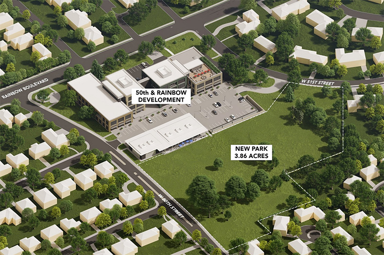 A bird's eye view of the space allotted for a new Westwood park