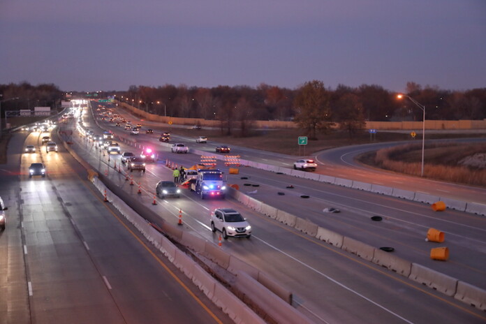 The crash caused traffic to back up on southbound U.S. Highway 69 from 103rd to 95th streets.