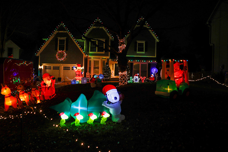 Inflatables outside of a home at West 129th Street and West 128th Terrace in Overland Park.