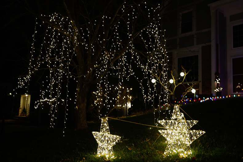 String lights and stars in the front yard of a home on West 131st and Carter Street in Overland Park.