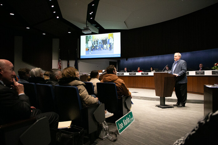 The Lenexa community paid tribute to the late Joe Karlin, a long-serving city leader who died last month.