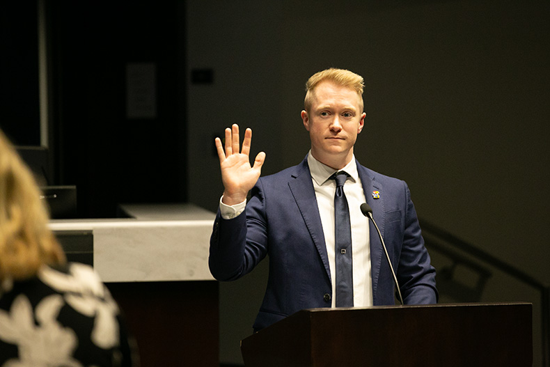 John Michael Handley was sworn into office Tuesday, representing Ward 1 on the Lenexa City Council.