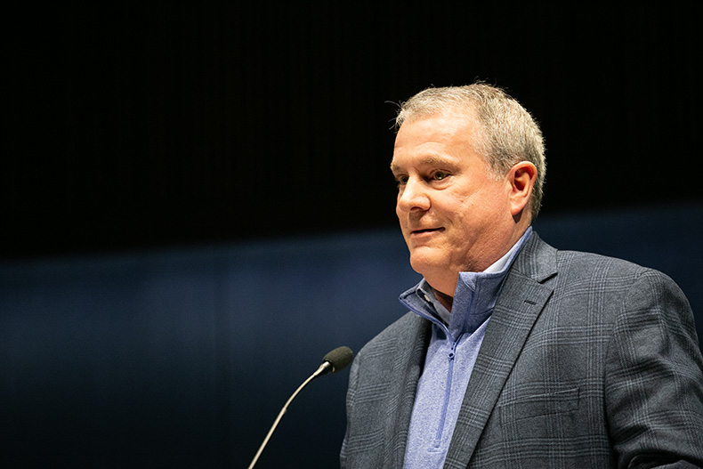 Former Lenexa mayor Mike Boehm paid homage to Joe Karlin's memory in remarks to his family Tuesday night.