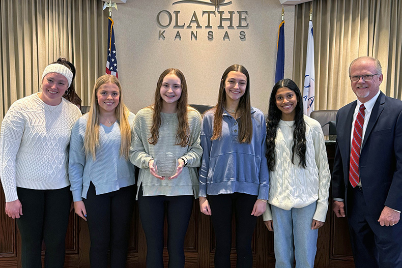 The Olathe North gymnastics team
