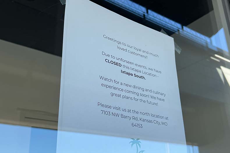 Overland Park Ixtapa closed