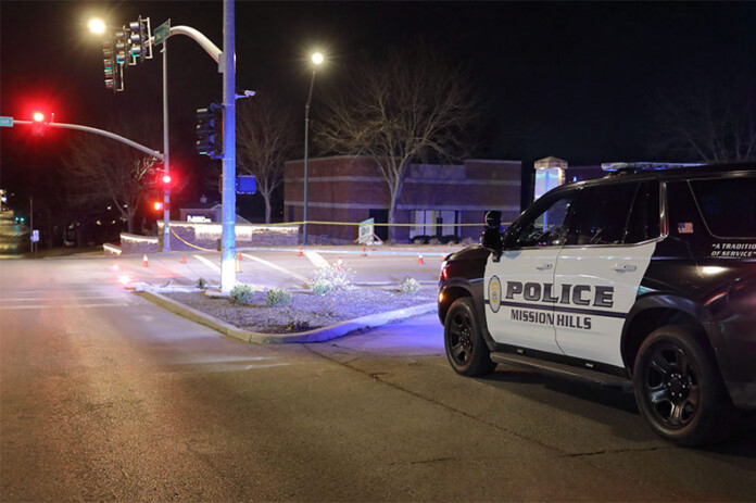 A Prairie Village Police cruiser near where an attempted armed carjacking occurred.
