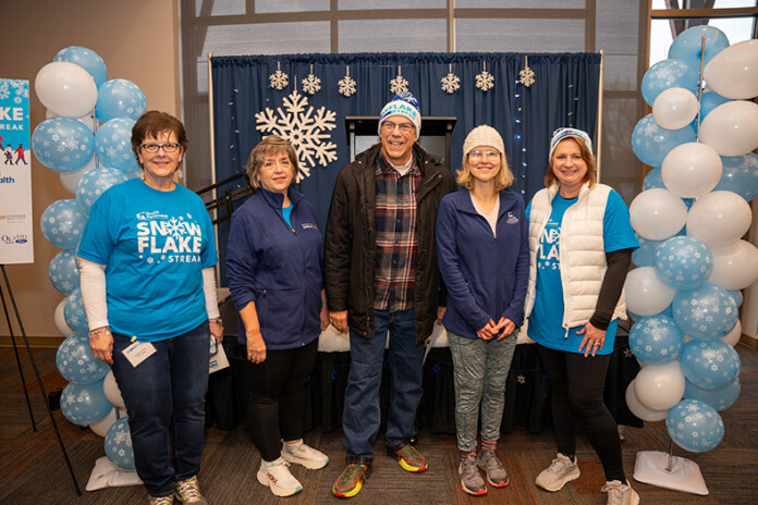 A snapshot from the Health Partnership Clinic's inaugural Snowflake Streak fundraiser. From left: Catherine Rice and Amy Falk of Health Partnership Clinic; Joe Lauria with Fox 4 News; Kelly Kreisler; and Brenda McLaughlin of the Health Partnership Clinic.