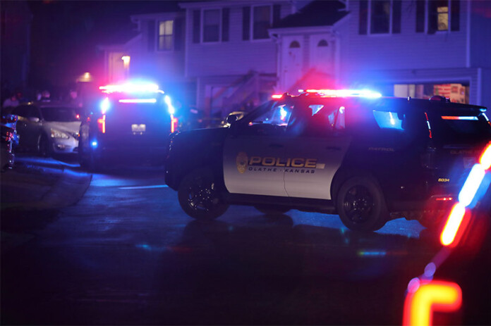 Olathe Police on the scene of a deadly shooting Saturday night. Photo credit Mike Frizzell.