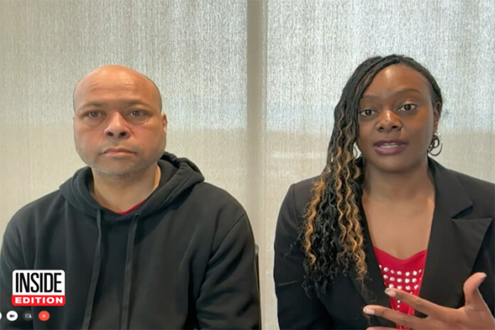 Denton Loudermill (left) appears next to LaRonna Lassiter Saunders, his legal advocate, in an interview for Inside Edition last year.