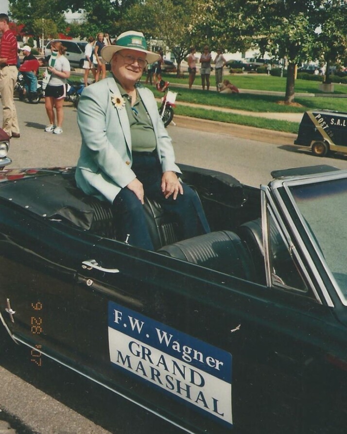 Florent Wagner served as he grand marshal of a community parade. Photo courtesy of the Overland Park Historical Society. 