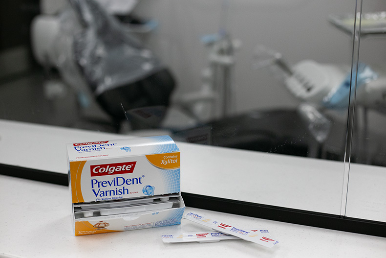 Fluoride treatment kits at a dental clinic in Kansas City, Missouri.