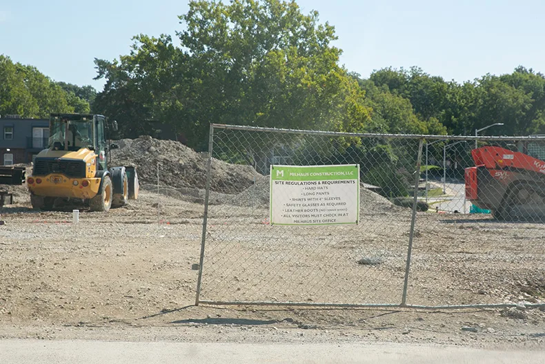 The construction entrance on the north side of Martway Street. Photo credit Juliana Garcia.