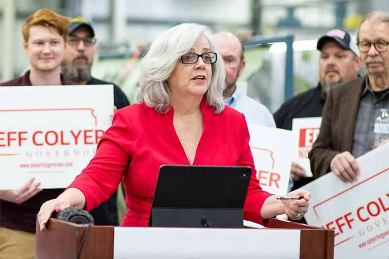House Rep. Susan Estes introduces candidate for governor Jeff Colyer. Colyer served as governor for a year in 2018, following the resignation of Sam Brownback.