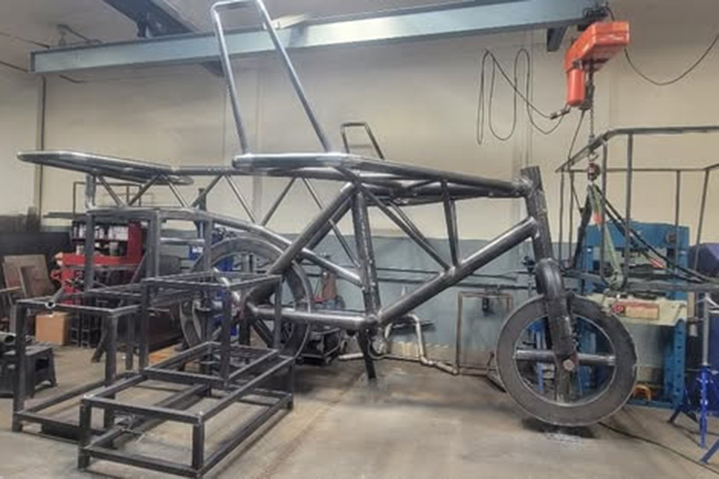 "The Mighty Bike" under construction. 