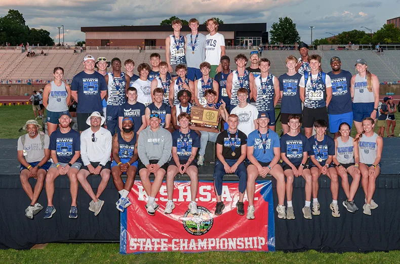The Olathe West High School boys track team won the Kansas State Championship in 2025.