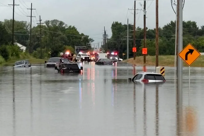 Flooding in Johnson County in July 2025.
