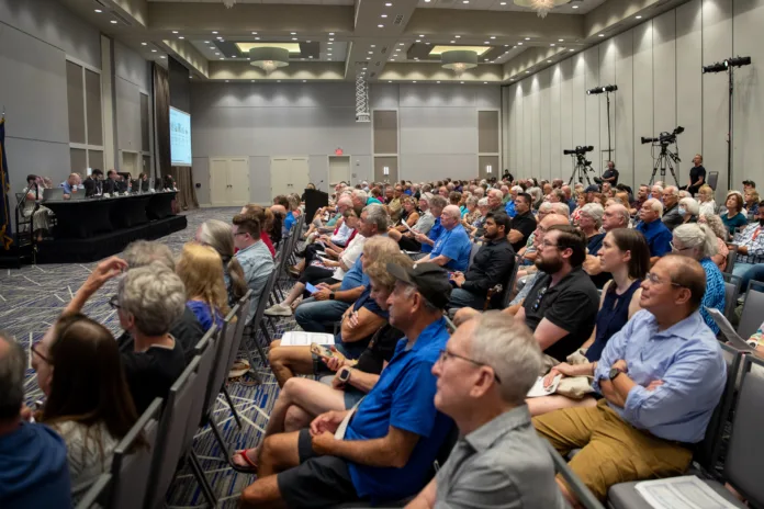 More than 200 people attended the Johnson County commission's annual budget hearing at the Olathe Conference Center on Wednesday, Aug. 20.