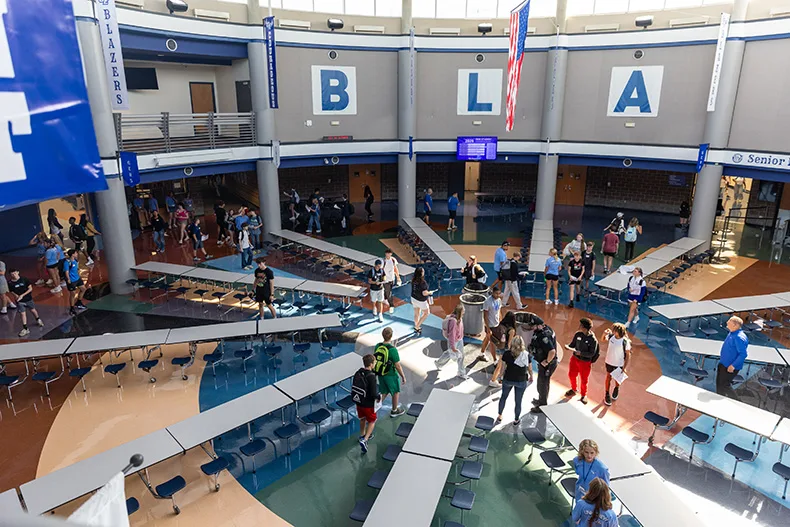 Freshmen walk to their next class during passing period at Gardner Edgerton High School.
