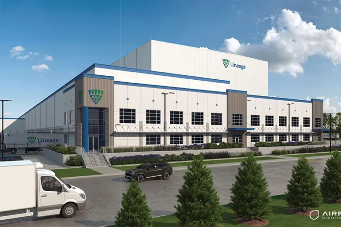 A design rendering of the proposed cold storage facility by Lineage.