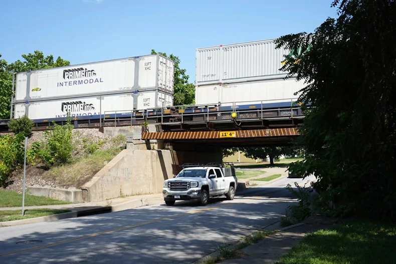 The Spruce Street low-clearance railroad crossing is also part of the study.