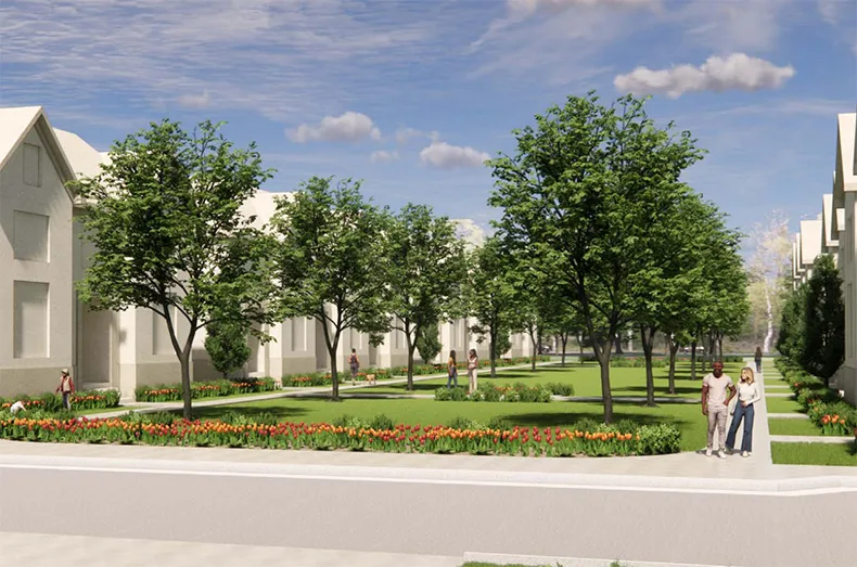 An early rendering of the proposed Hunt Midwest redevelopment.