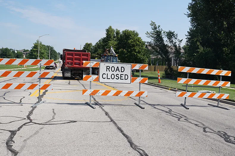 Road closed sign