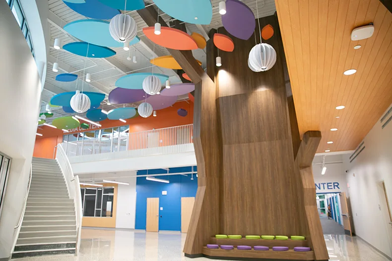 The large tree inside of Tomahawk Elementary's front doors. 