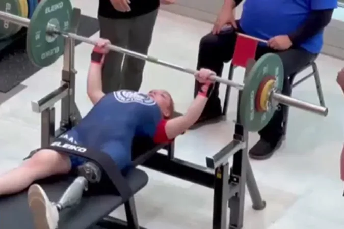 Brinley Hutson competes in adaptive powerlifting. 
