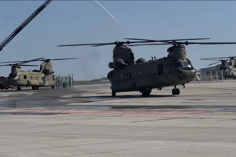 The U.S. Army Reserve’s Chinook helicopters took one final formation flight, Sunday, Sept. 7, at New Century AirCenter.