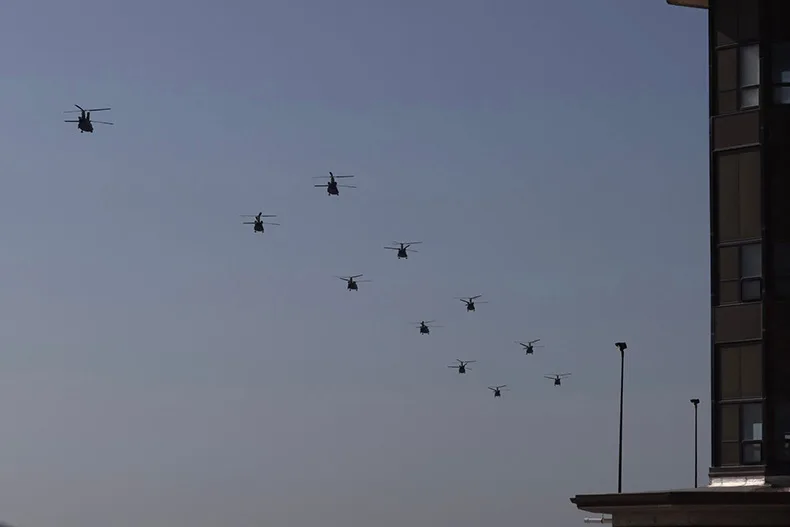 Chinook helicopters took the skies for one final formation flight over Johnson County on Sunday, Sept. 7.