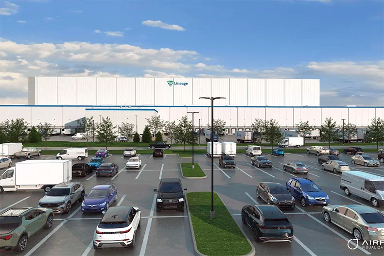 A design rendering of the proposed cold storage facility by Lineage.