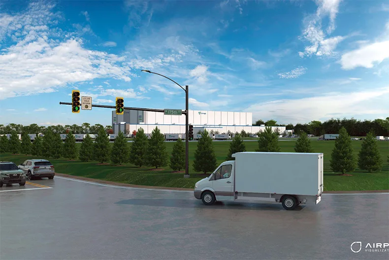 A design rendering of the proposed cold storage facility by Lineage.